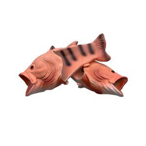 Size 7/8 (40/41) Shun Fish Novelty Sandal Slides Fishing Pink Women's